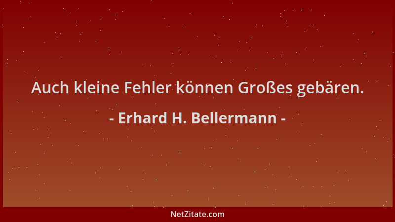 Erhard H. Bellermann - Auch kleine Fehler können Großes gebären....