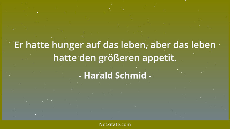 Harald Schmid - Er hatte hunger auf das leben, aber das leben hatte den größeren appetit....