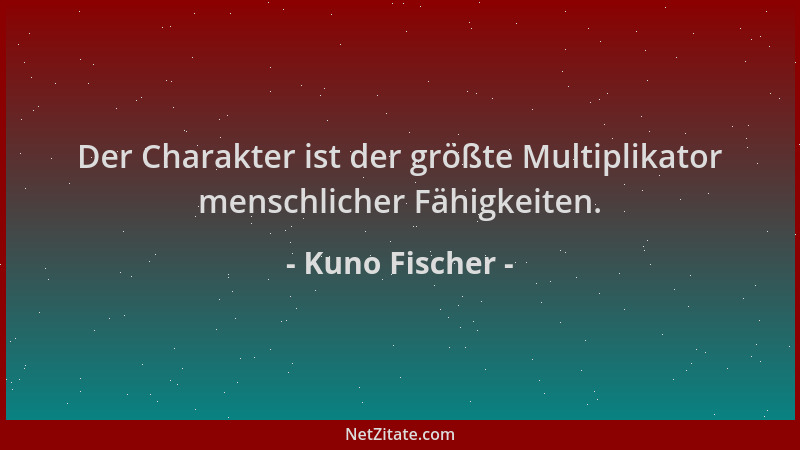 Kuno Fischer - Der Charakter ist der größte Multiplikator menschlicher Fähigkeiten....