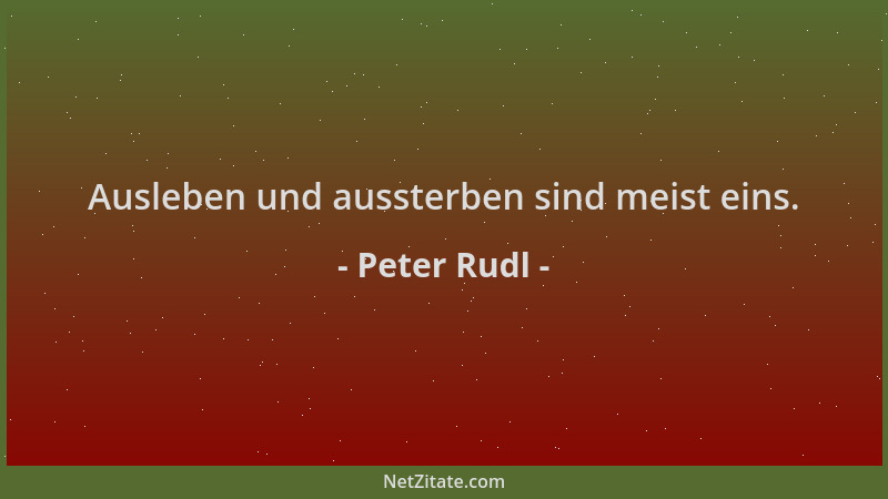 Peter Rudl - Ausleben und aussterben sind meist eins....