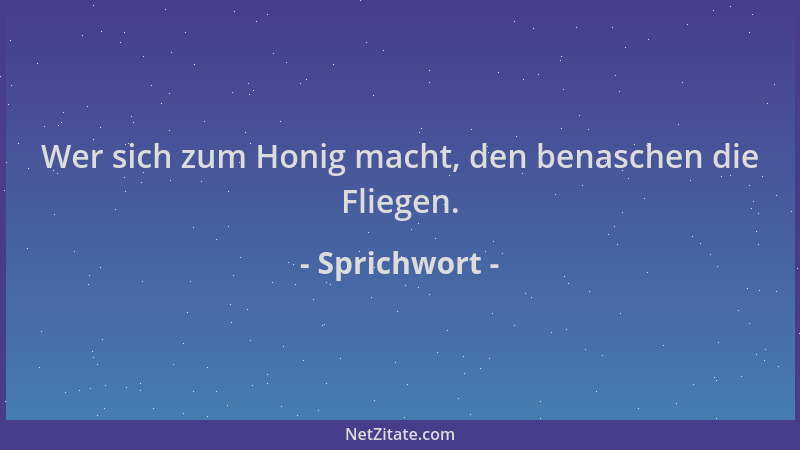 Sprichwort - Wer sich zum Honig macht, den benaschen die Fliegen....