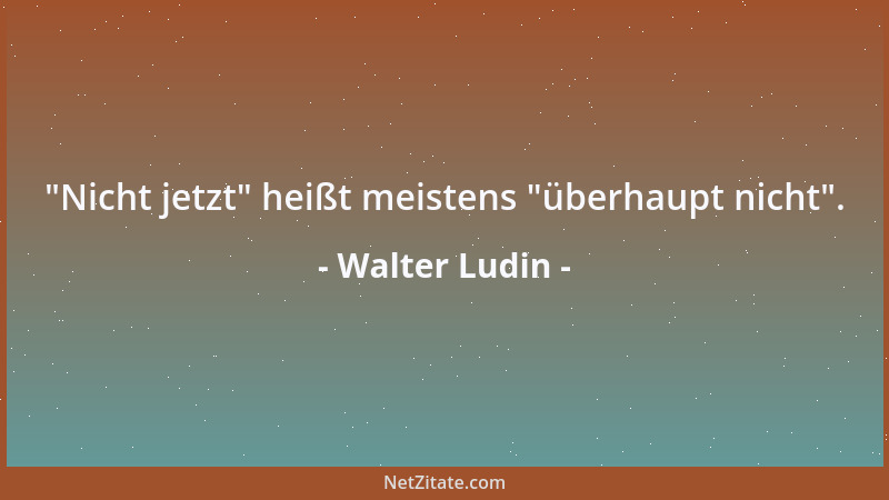 Walter Ludin -  "Nicht jetzt " heißt meistens  "überhaupt nicht "....