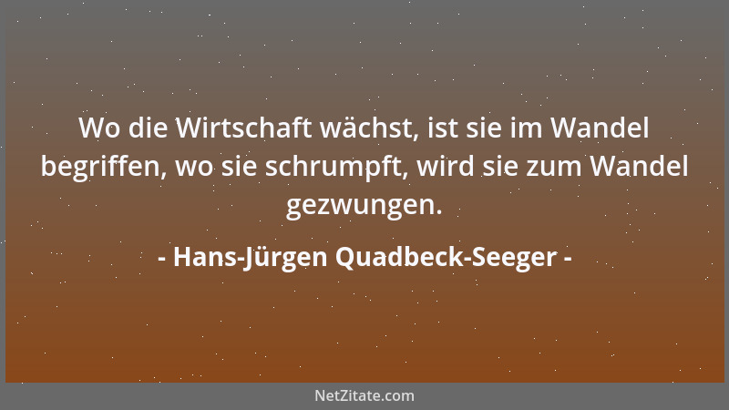 Hans-Jürgen Quadbeck-Seeger - Wo die Wirtschaft wächst, ist sie im Wandel begriffen, wo sie schrumpft, wird sie zum Wandel...