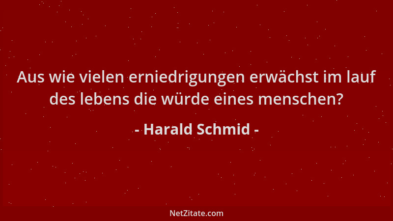 Harald Schmid - Aus wie vielen erniedrigungen erwächst im lauf des lebens die würde eines menschen?...
