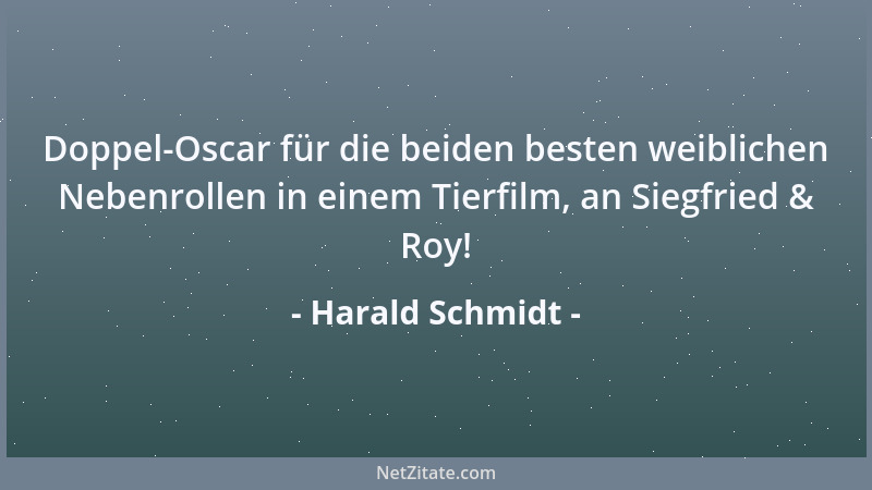 Harald Schmidt - Doppel-Oscar für die beiden besten weiblichen Nebenrollen in einem Tierfilm, an Siegfried & Roy!...