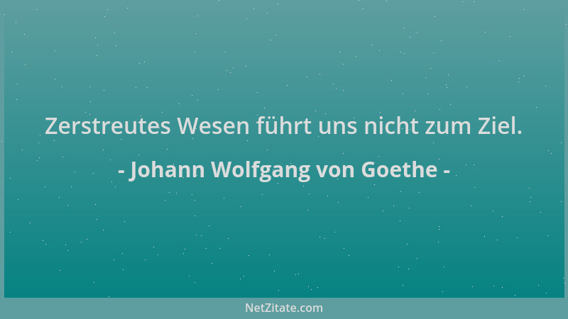 Johann Wolfgang von Goethe - Zerstreutes Wesen führt uns nicht zum Ziel....