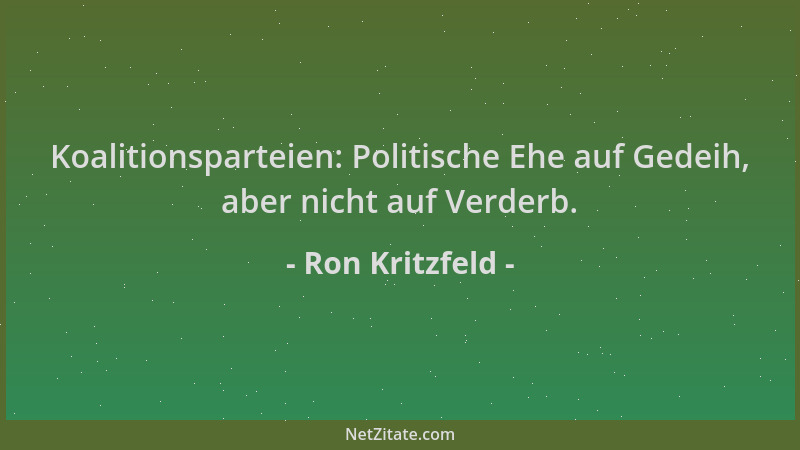 Ron Kritzfeld - Koalitionsparteien: Politische Ehe auf Gedeih, aber nicht auf Verderb....