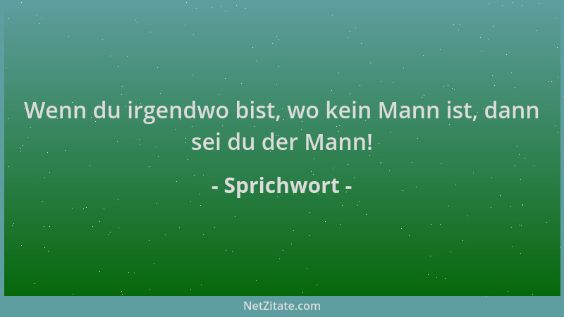 Sprichwort - Wenn du irgendwo bist, wo kein Mann ist, dann sei du der Mann!...