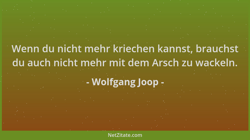 Wolfgang Joop - Wenn du nicht mehr kriechen kannst, brauchst du auch nicht mehr mit dem Arsch zu wackeln....