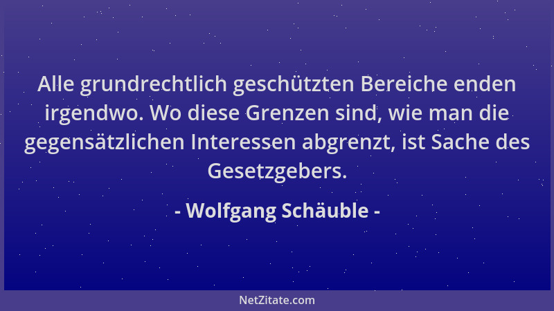 Wolfgang Schäuble - Alle grundrechtlich geschützten Bereiche enden irgendwo. Wo diese Grenzen sind, wie man die gegensätzli...