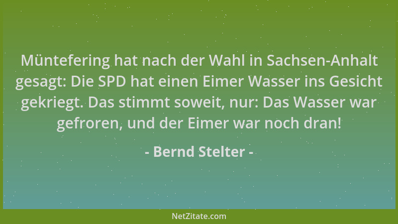 Bernd Stelter - Müntefering hat nach der Wahl in Sachsen-Anhalt gesagt: Die SPD hat einen Eimer Wasser ins Gesicht gekriegt...
