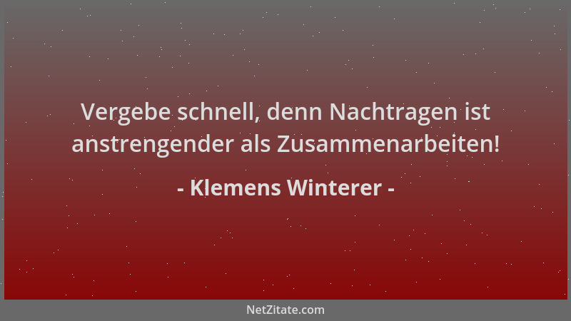 Klemens Winterer - Vergebe schnell, denn Nachtragen ist anstrengender als Zusammenarbeiten!...