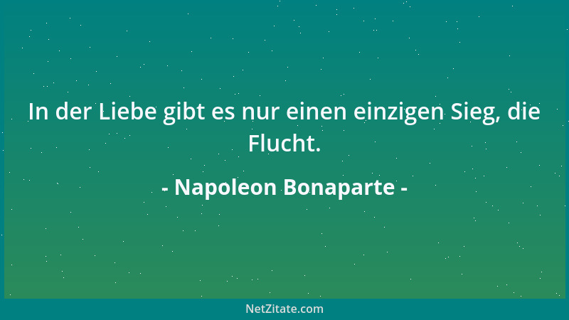 Napoleon Bonaparte - In der Liebe gibt es nur einen einzigen Sieg, die Flucht....