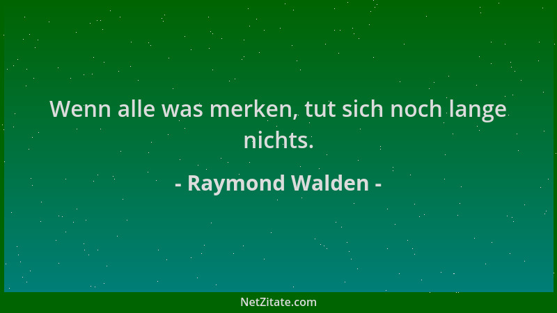 Raymond Walden - Wenn alle was merken, tut sich noch lange nichts....