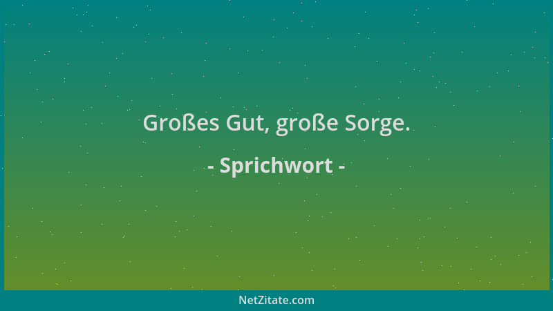 Sprichwort - Großes Gut, große Sorge....