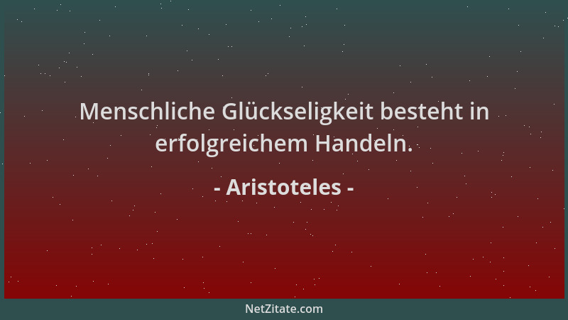 Aristoteles - Menschliche Glückseligkeit besteht in erfolgreichem Handeln....