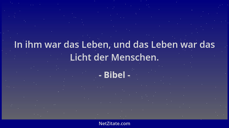 Bibel - In ihm war das Leben, und das Leben war das Licht der Menschen....