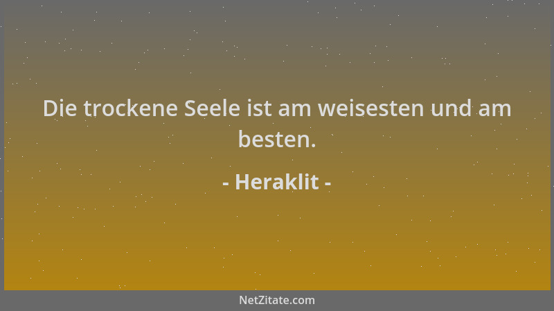Heraklit - Die trockene Seele ist am weisesten und am besten....