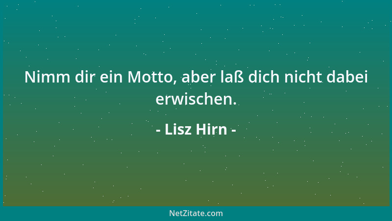 Lisz Hirn - Nimm dir ein Motto, aber laß dich nicht dabei erwischen....