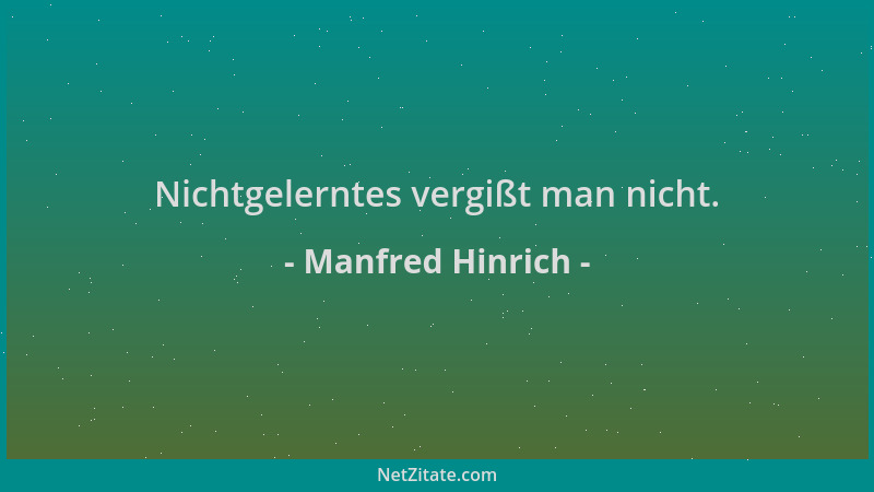 Manfred Hinrich - Nichtgelerntes vergißt man nicht....