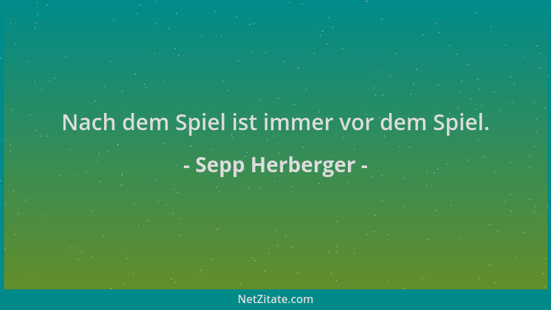 Sepp Herberger - Nach dem Spiel ist immer vor dem Spiel....