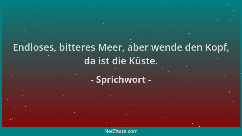 Sprichwort - Endloses, bitteres Meer, aber wende den Kopf, da ist die Küste....