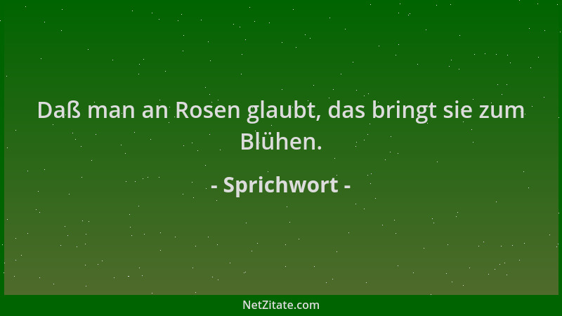 Sprichwort - Daß man an Rosen glaubt, das bringt sie zum Blühen....