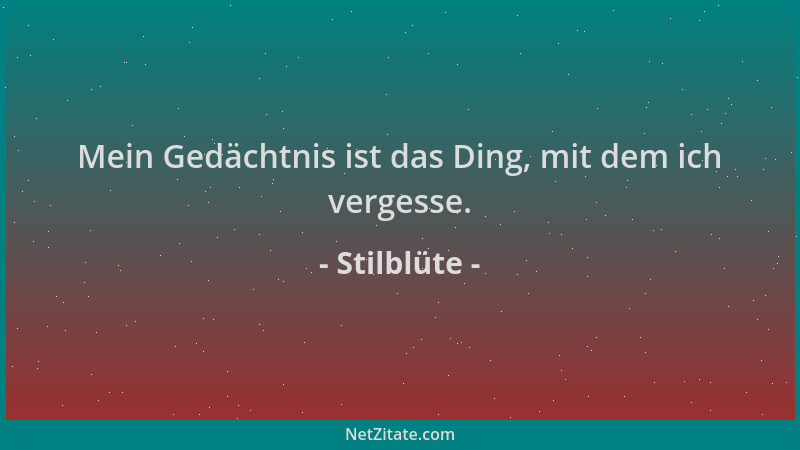 Stilblüte - Mein Gedächtnis ist das Ding, mit dem ich vergesse....