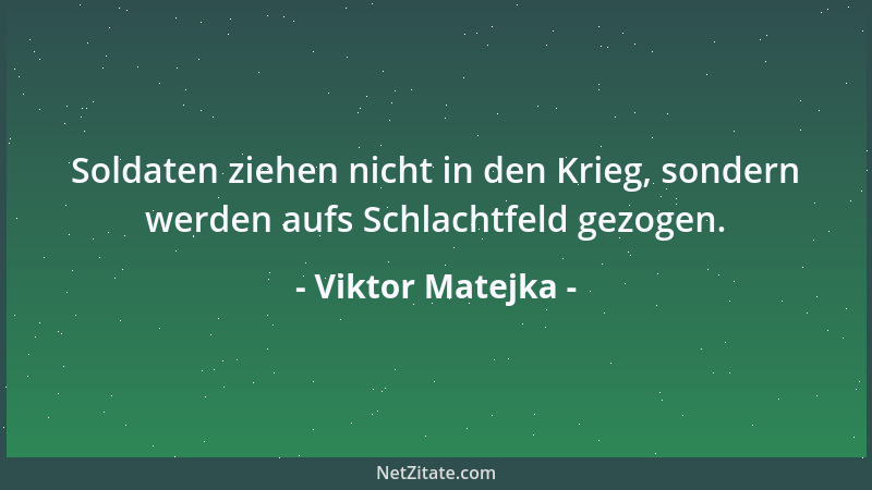 Viktor Matejka - Soldaten ziehen nicht in den Krieg, sondern werden aufs Schlachtfeld gezogen....