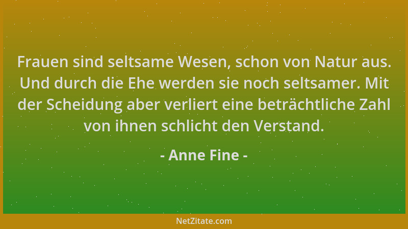 Anne Fine - Frauen sind seltsame Wesen, schon von Natur aus. Und durch die Ehe werden sie noch seltsamer. Mit der Scheidung...