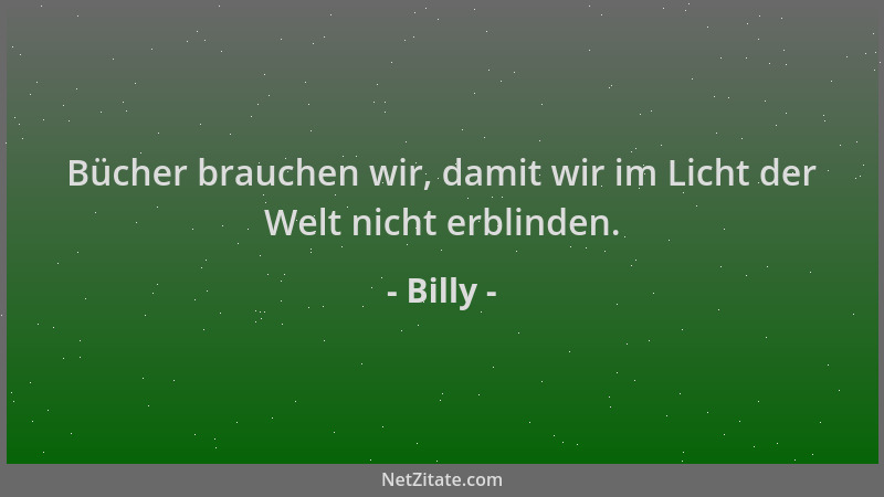 Billy - Bücher brauchen wir, damit wir im Licht der Welt nicht erblinden....