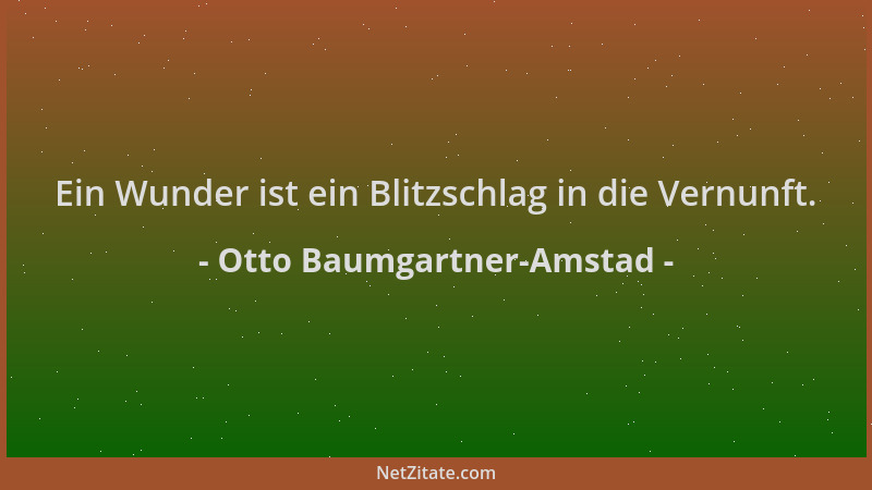 Otto Baumgartner-Amstad - Ein Wunder ist ein Blitzschlag in die Vernunft....