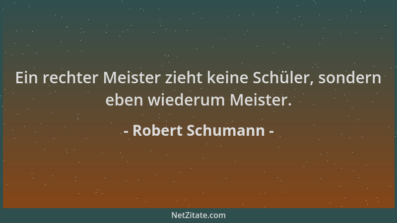 Robert Schumann - Ein rechter Meister zieht keine Schüler, sondern eben wiederum Meister....