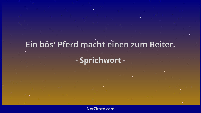 Sprichwort - Ein bös ' Pferd macht einen zum Reiter....