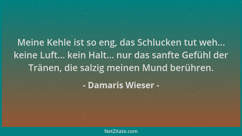 Damaris Wieser - Meine Kehle ist so eng, das Schlucken tut weh... keine Luft... kein Halt... nur das sanfte Gefühl der Trän...