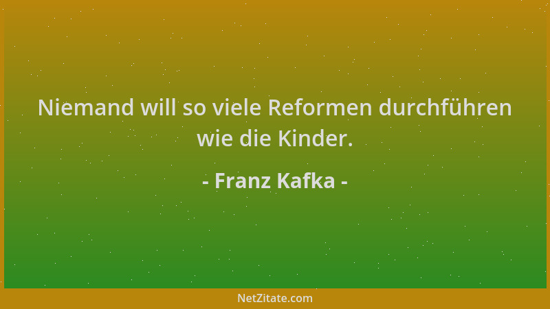 Franz Kafka - Niemand will so viele Reformen durchführen wie die Kinder....