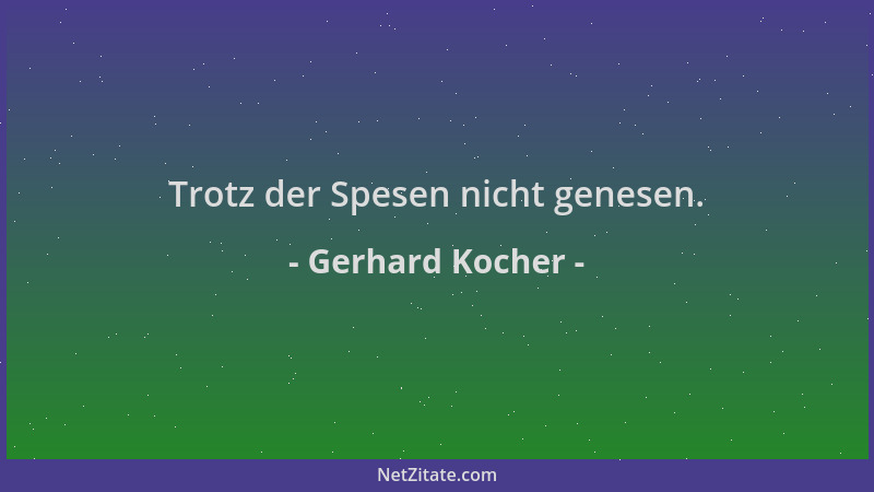 Gerhard Kocher - Trotz der Spesen nicht genesen....
