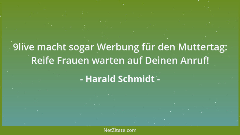 Harald Schmidt - 9live macht sogar Werbung für den Muttertag: Reife Frauen warten auf Deinen Anruf!...