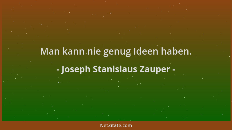 Joseph Stanislaus Zauper - Man kann nie genug Ideen haben....