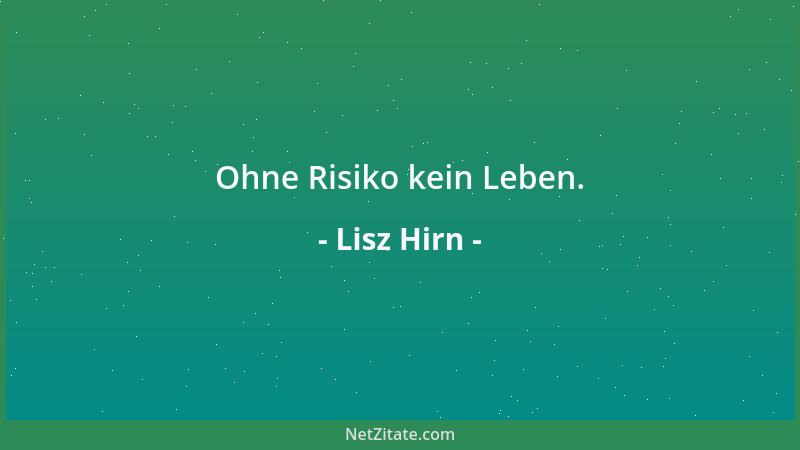 Lisz Hirn - Ohne Risiko kein Leben....