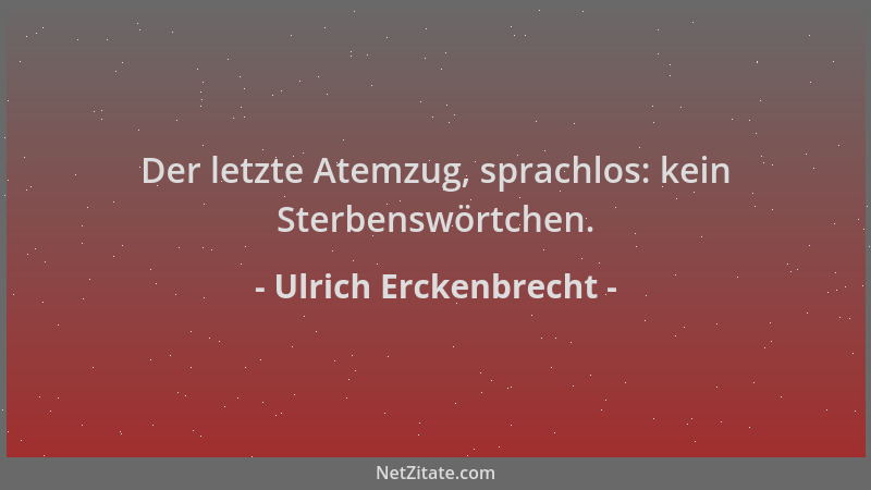 Ulrich Erckenbrecht - Der letzte Atemzug, sprachlos: kein Sterbenswörtchen....