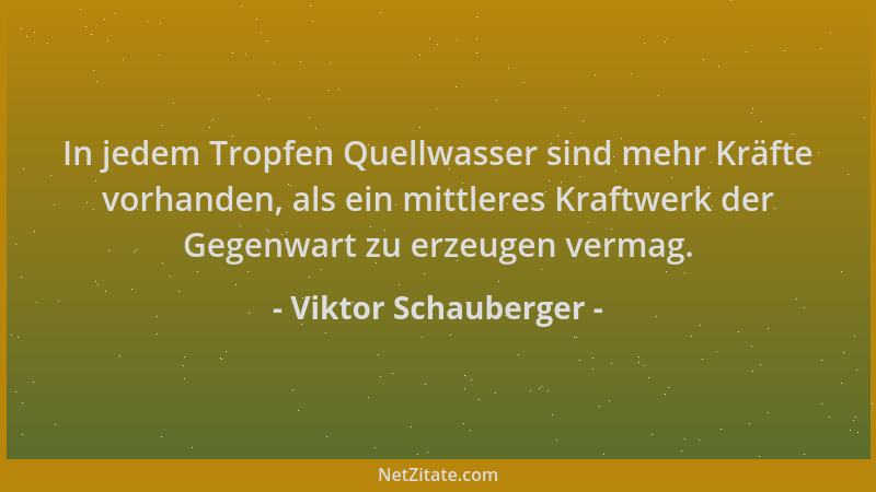 Viktor Schauberger - In jedem Tropfen Quellwasser sind mehr Kräfte vorhanden, als ein mittleres Kraftwerk der Gegenwart zu...