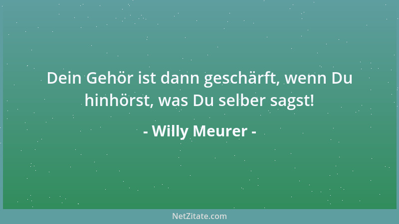 Willy Meurer - Dein Gehör ist dann geschärft, wenn Du hinhörst, was Du selber sagst!...