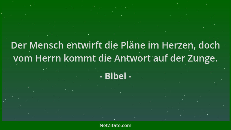 Bibel - Der Mensch entwirft die Pläne im Herzen, doch vom Herrn kommt die Antwort auf der Zunge....