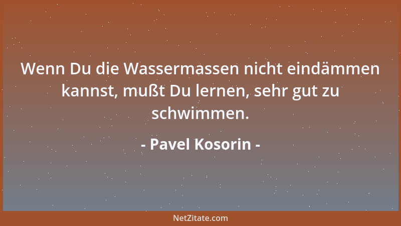 Pavel Kosorin - Wenn Du die Wassermassen nicht eindämmen kannst, mußt Du lernen, sehr gut zu schwimmen....