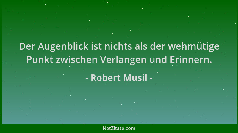 Robert Musil - Der Augenblick ist nichts als der wehmütige Punkt zwischen Verlangen und Erinnern....