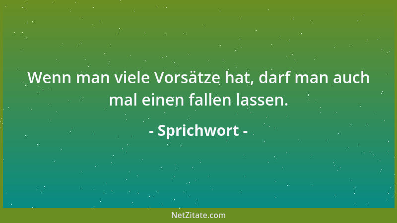 Sprichwort - Wenn man viele Vorsätze hat, darf man auch mal einen fallen lassen....