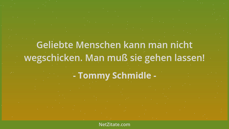 Tommy Schmidle - Geliebte Menschen kann man nicht wegschicken. Man muß sie gehen lassen!...