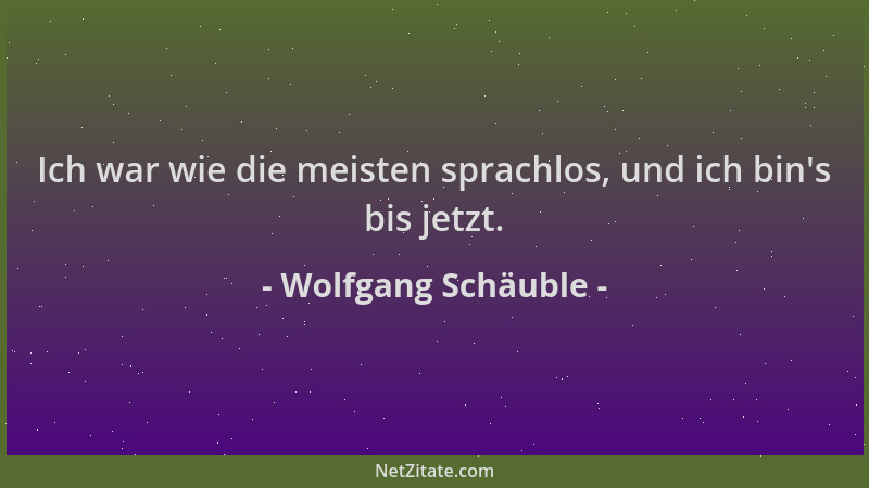 Wolfgang Schäuble - Ich war wie die meisten sprachlos, und ich bin 's bis jetzt....