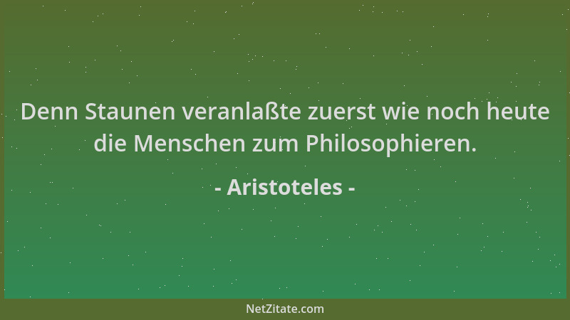 Aristoteles - Denn Staunen veranlaßte zuerst wie noch heute die Menschen zum Philosophieren....